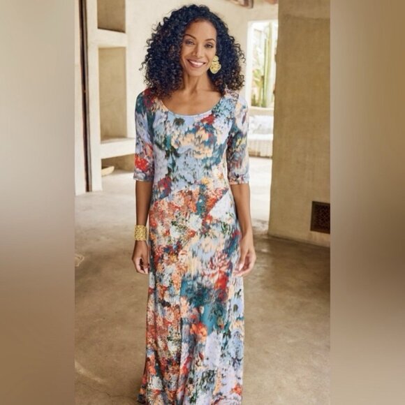 Soft Surroundings Nanette Jersey Knit Maxi Dress  Boho - Picture 8 of 8